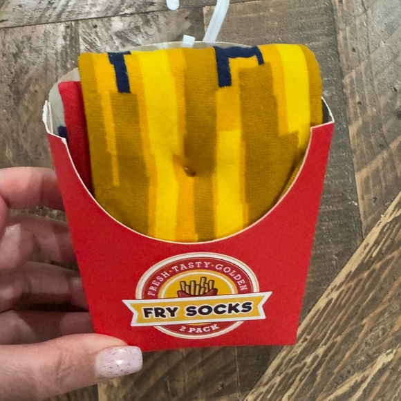 Funny Socks French Fries Fancy Box Socks Size 8-12 Men’s Crew New in Box 2PK - Picture 3 of 5